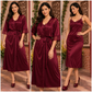 2-Piece Luxury Satin & Lace Robe Nighty Set for Women – Sensual Silk-Feel Gown Sleepwear (Free Size)