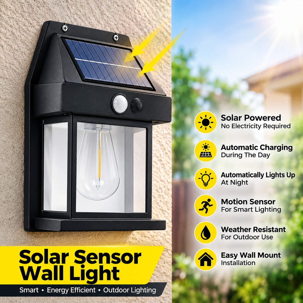 Solar Motion Sensor Wall Light – Automatic Outdoor LED Solar Lamp For Home, Garden & Camping