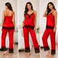 Women's Silk Top & Pajama Set with Lace – Elegant Luxury Sleepwear Collection (Free Size)